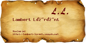 Lambert Lóránt névjegykártya